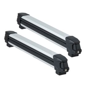 Ski & Snowboard Roof Rack, Carry up to 6 Pairs of Skis or 4 Snowboards, 2 PCS Aluminum Universal Car Roof Rack with Lock & Rubber Padding